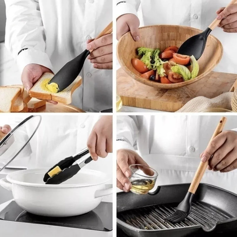Kit 12 utensílios de cozinha em silicone